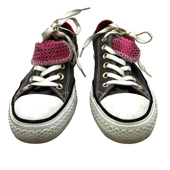 CONVERSE Womens 7 All Star Chuck Taylor Double Tongue Gray Pink Low Top Sneakers - Picture 3 of 7